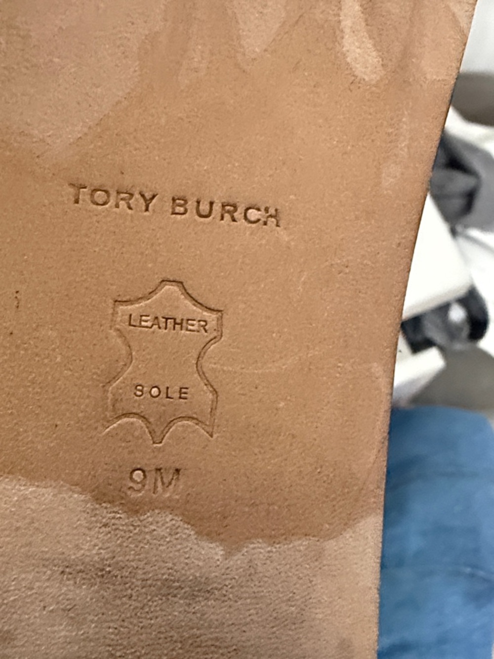 Tory Burch Black Leather Gold-Logo Flat Sandals - Picture 4 of 5